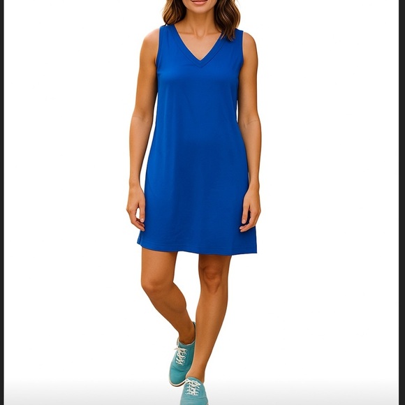 Michael Stars V-NECK DRESS Mariana Dress in Blue, New with Tags - Picture 1 of 6